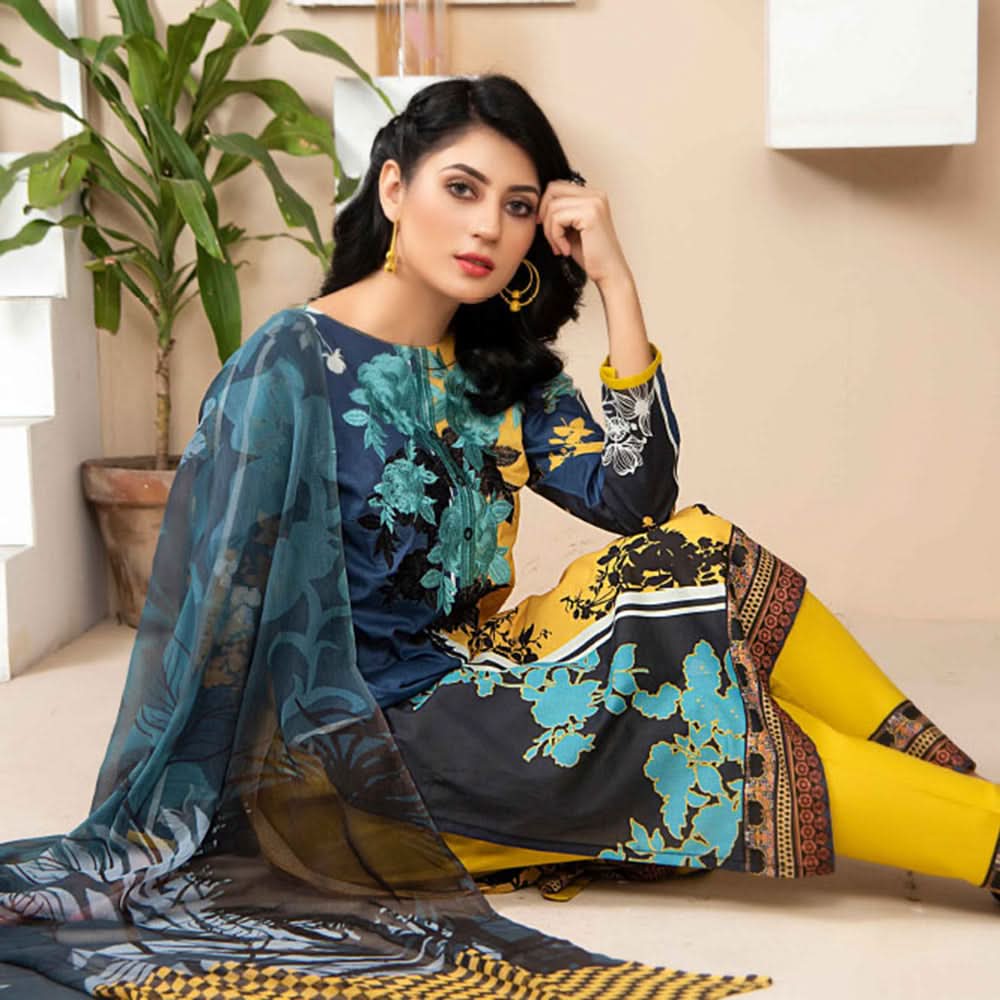 Bin Hameed Zammurd Embroidered Lawn Unstitched 3 Pcs Suit - 09, Women, 3Pcs Shalwar Suit, Rana Art, Chase Value