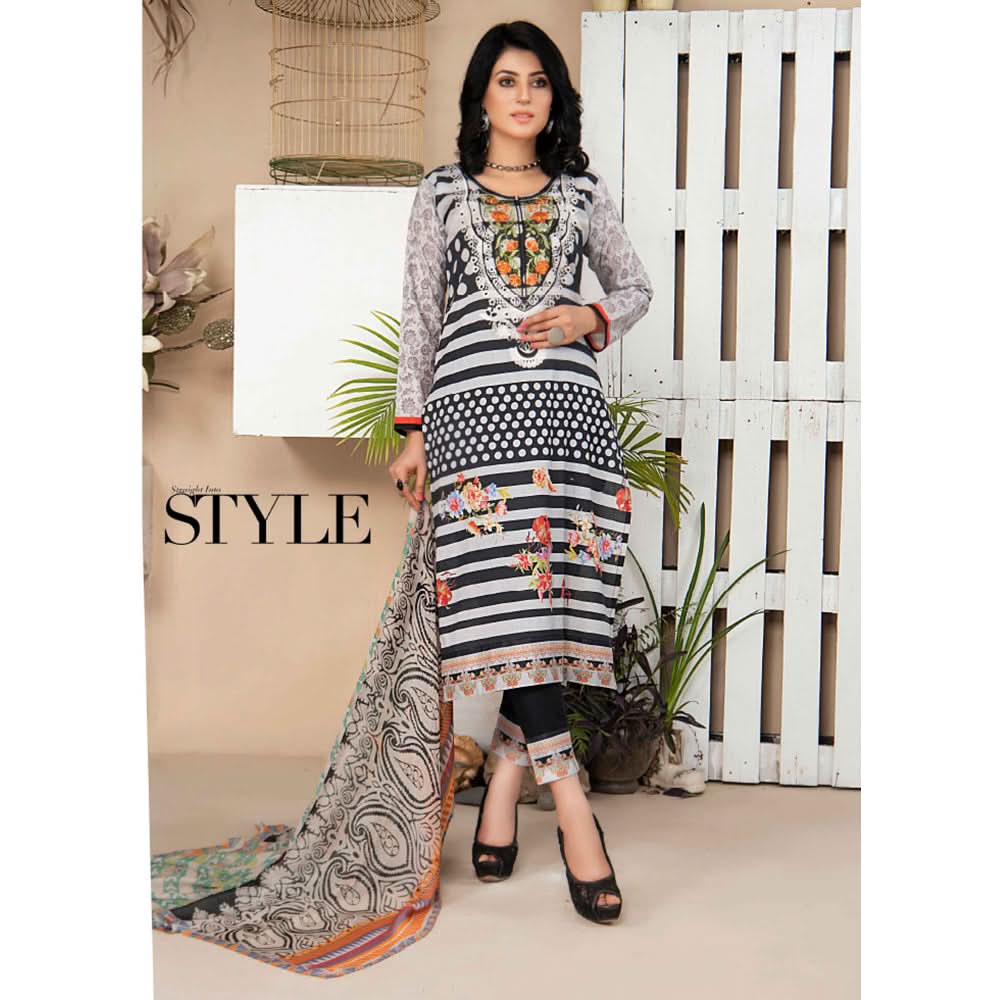 Bin Hameed Zammurd Embroidered Lawn Unstitched 3 Pcs Suit - 01, Women, 3Pcs Shalwar Suit, Rana Art, Chase Value