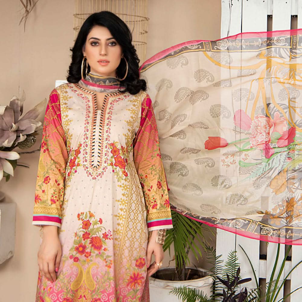 Bin Hameed Zammurd Embroidered Lawn Unstitched 3 Pcs Suit - 03, Women, 3Pcs Shalwar Suit, Rana Art, Chase Value