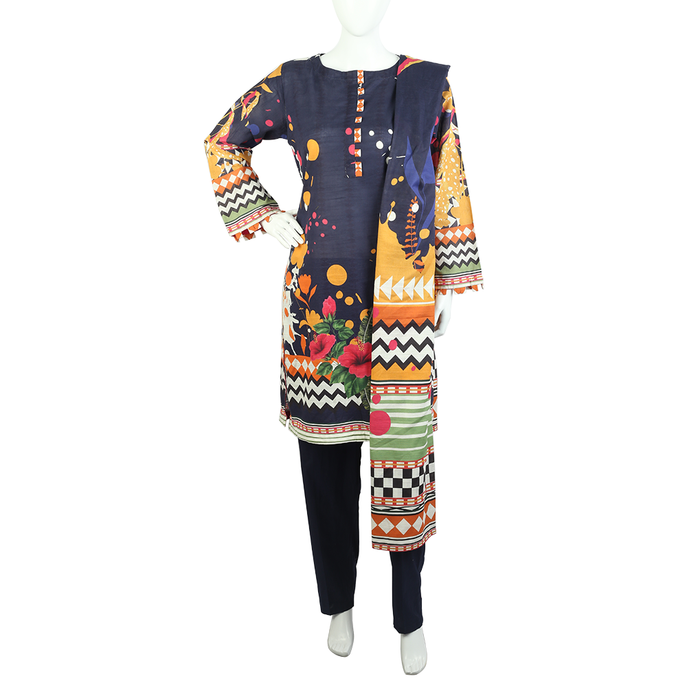 Women's Digital Khaddar 2pcs Suit - Navy Blue, Women Shalwar Suits, Chase Value, Chase Value