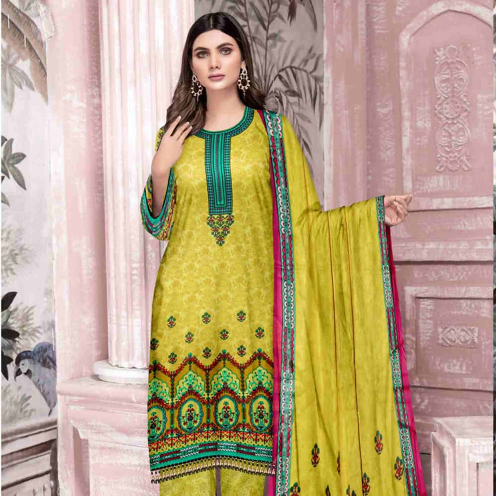 Sahir Classic Printed Lawn 3 Pcs Unstitched Suit - 1-A, Women, 3Pcs Shalwar Suit, Chase Value, Chase Value