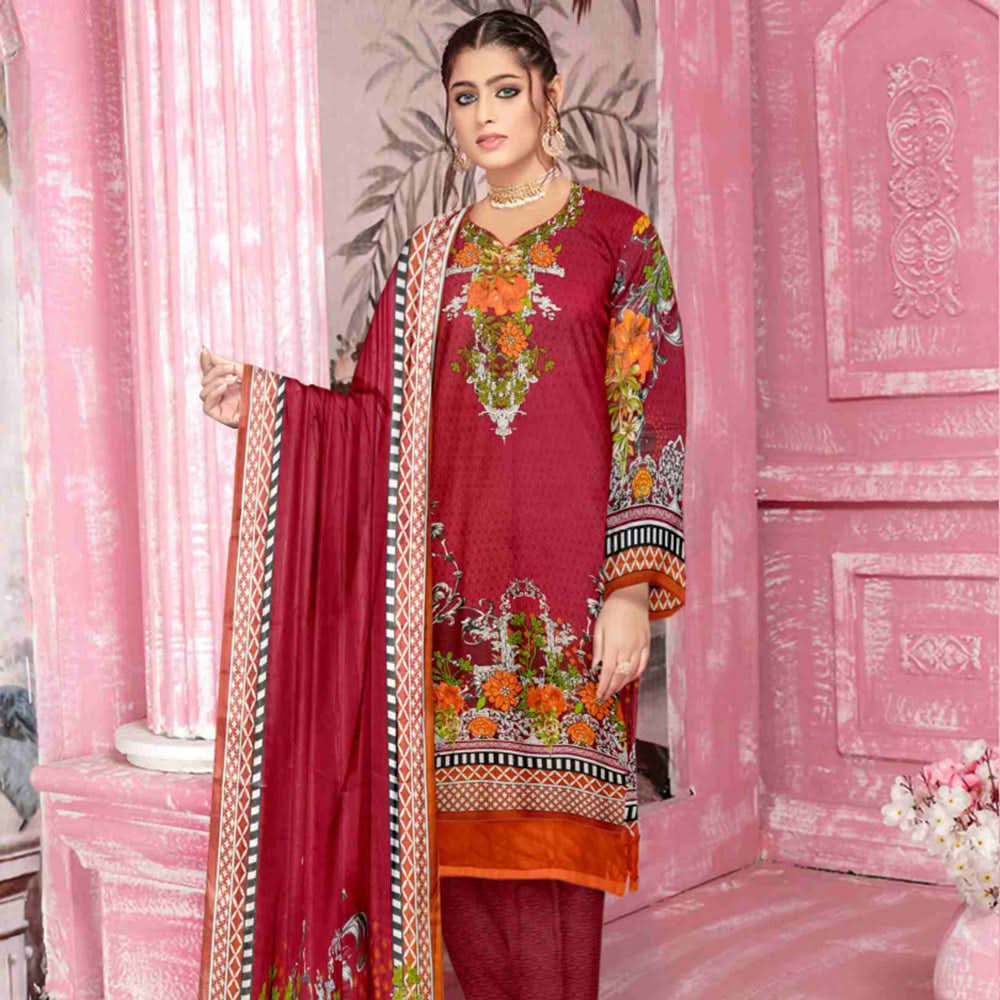 Sahir Classic Printed Lawn 3 Pcs Unstitched Suit - 2-C, Women, 3Pcs Shalwar Suit, Chase Value, Chase Value