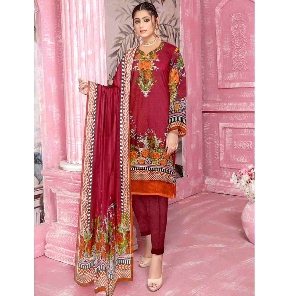 Sahir Classic Printed Lawn 3 Pcs Unstitched Suit - 2-C, Women, 3Pcs Shalwar Suit, Chase Value, Chase Value