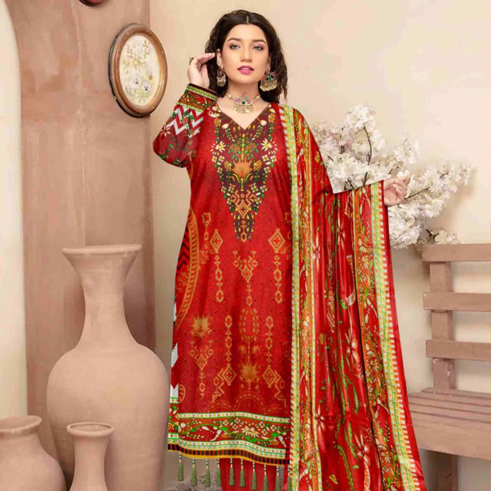 Sahir Classic Printed Lawn 3 Pcs Unstitched Suit - 10-A, Women, 3Pcs Shalwar Suit, Chase Value, Chase Value
