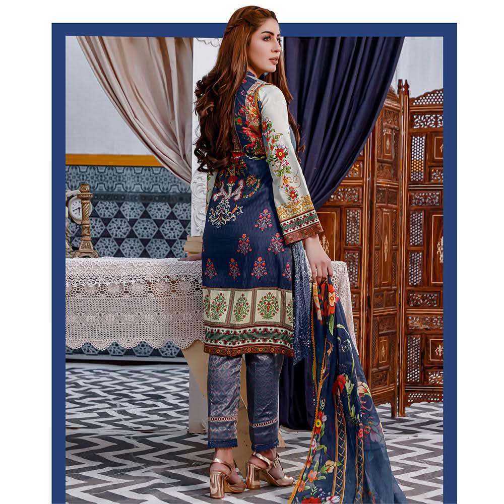 Satrangi Lawn Chicken Kari Digital Printed 3Pcs Unstitched Suit - 8, Women, 3Pcs Shalwar Suit, MI Creation, Chase Value