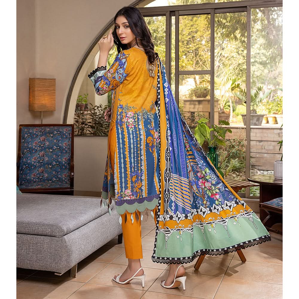 Zoohra Digital Printed Embroidered Lawn Un-Stitched 3Pcs Suit - 6, Women, 3Pcs Shalwar Suit, ZS Textiles, Chase Value