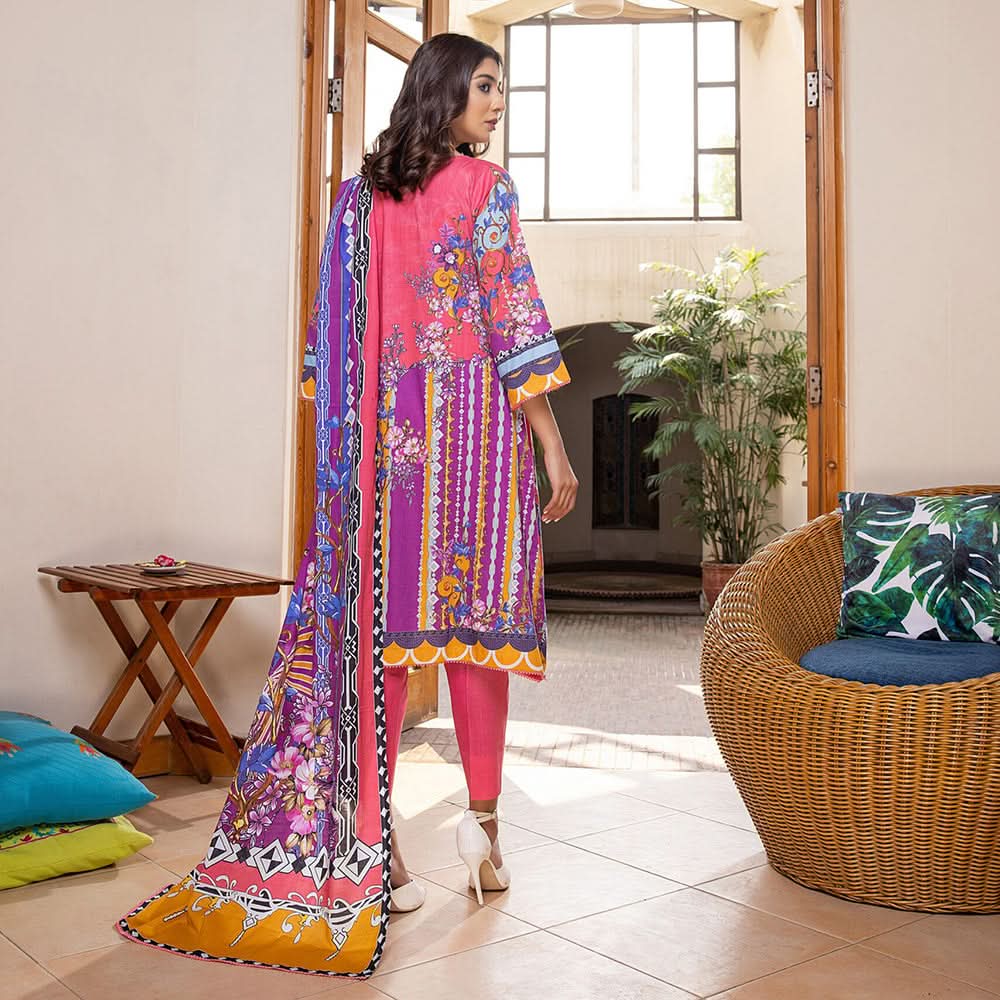 Zoohra Digital Printed Embroidered Lawn Un-Stitched 3Pcs Suit - 7, Women, 3Pcs Shalwar Suit, ZS Textiles, Chase Value