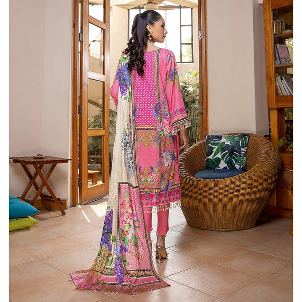 Zoohra Digital Printed Embroidered Lawn Un-Stitched 3Pcs Suit - 8, Women, 3Pcs Shalwar Suit, ZS Textiles, Chase Value