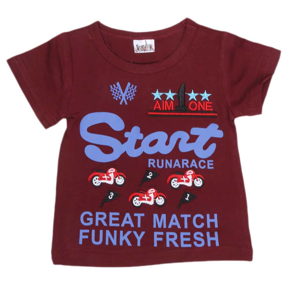 Newborn Boys T-Shirt - Maroon, Kids, NB Boys Shirts And T-Shirts, Chase Value, Chase Value