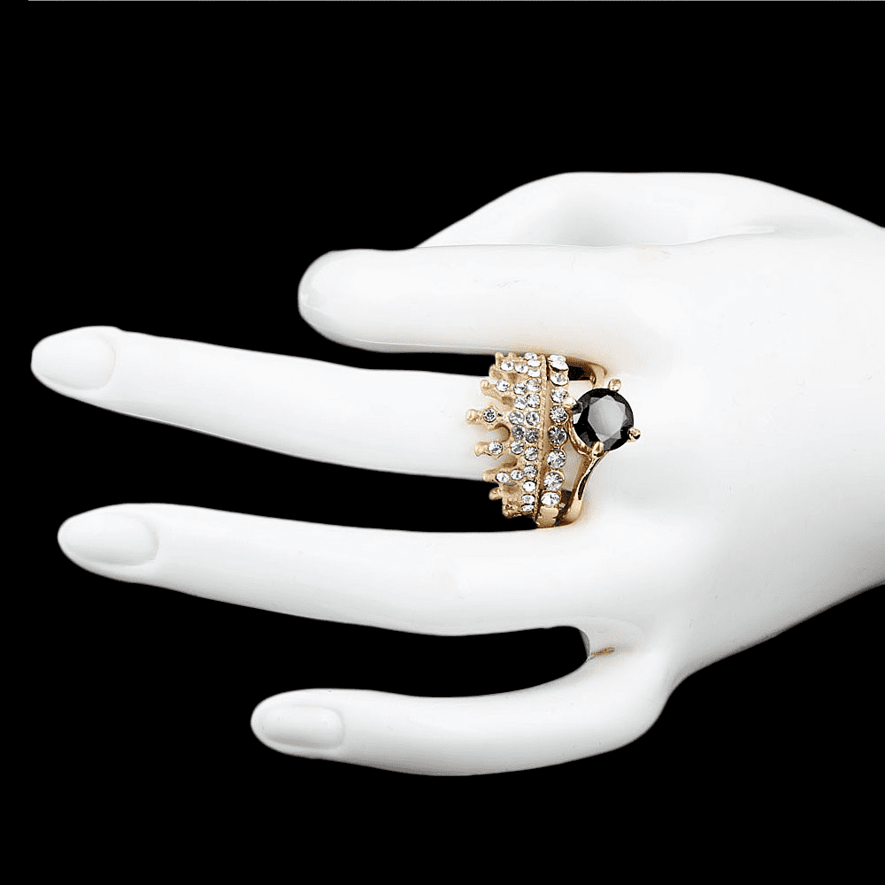 Women's Fancy Stone Ring - Golden - Black - test-store-for-chase-value