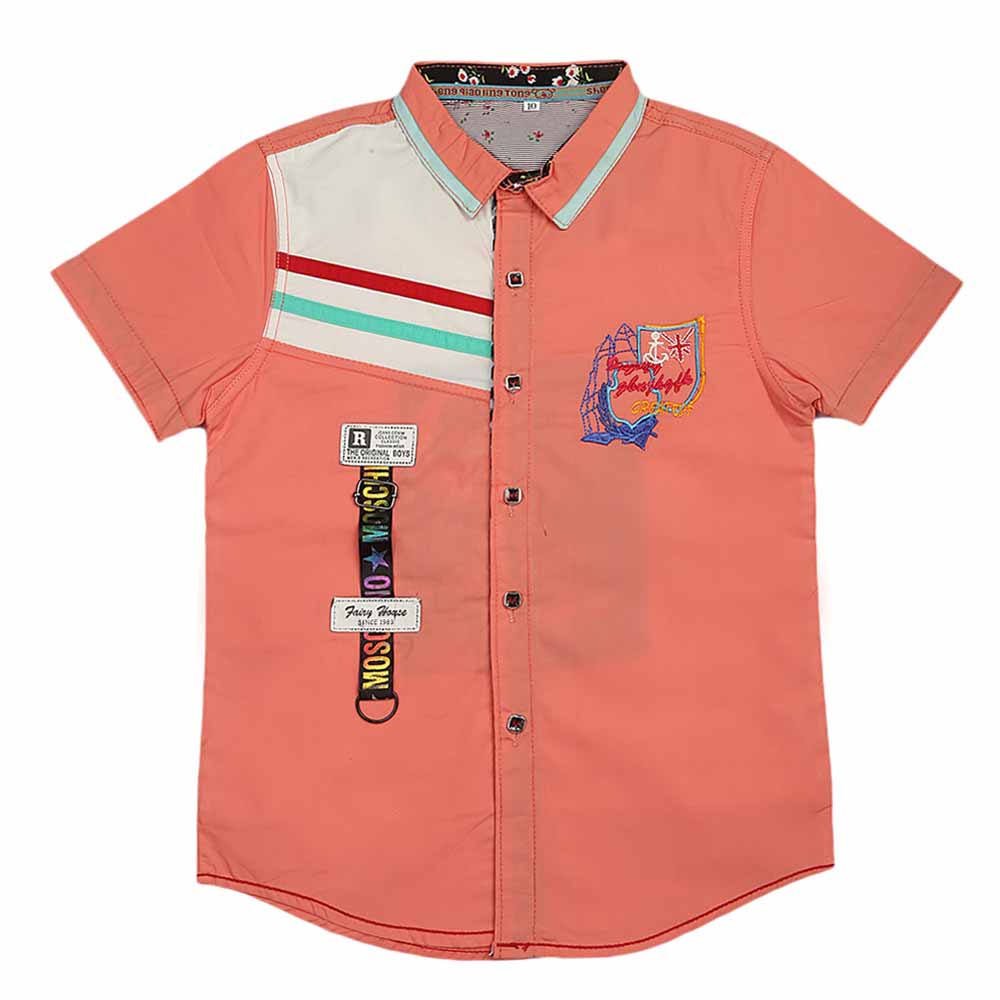Boys Half Sleeves Printed Shirt - Peach, Kids, Boys Shirts, Chase Value, Chase Value