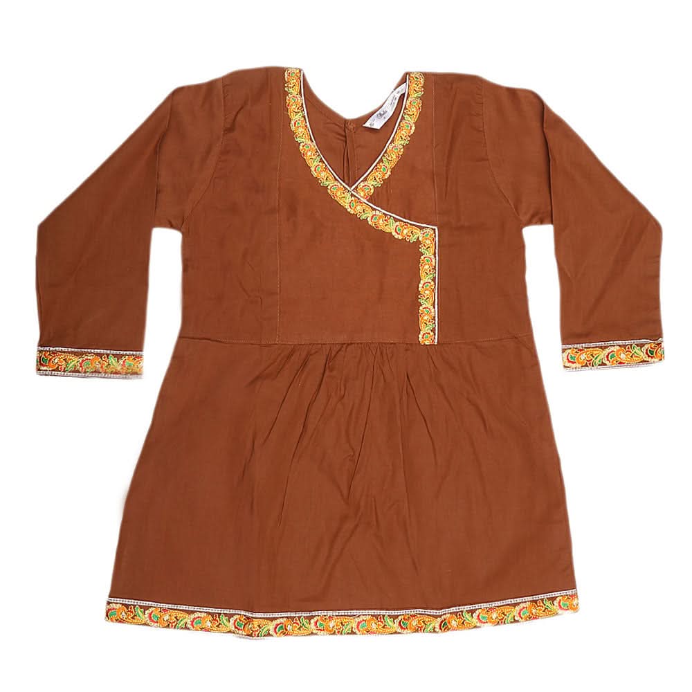 Girls Embroidered 2 Piece Suit - Brown, Kids, Girls Sets And Suits, Chase Value, Chase Value