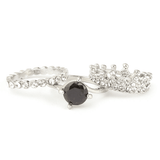 Women's Fancy Stone Ring - Silver - Black - test-store-for-chase-value