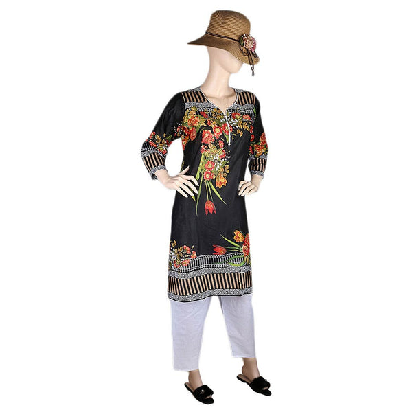 Women's Printed Lawn 2 Pcs Stitched Suit - Black, Women, Shalwar Suits, Chase Value, Chase Value