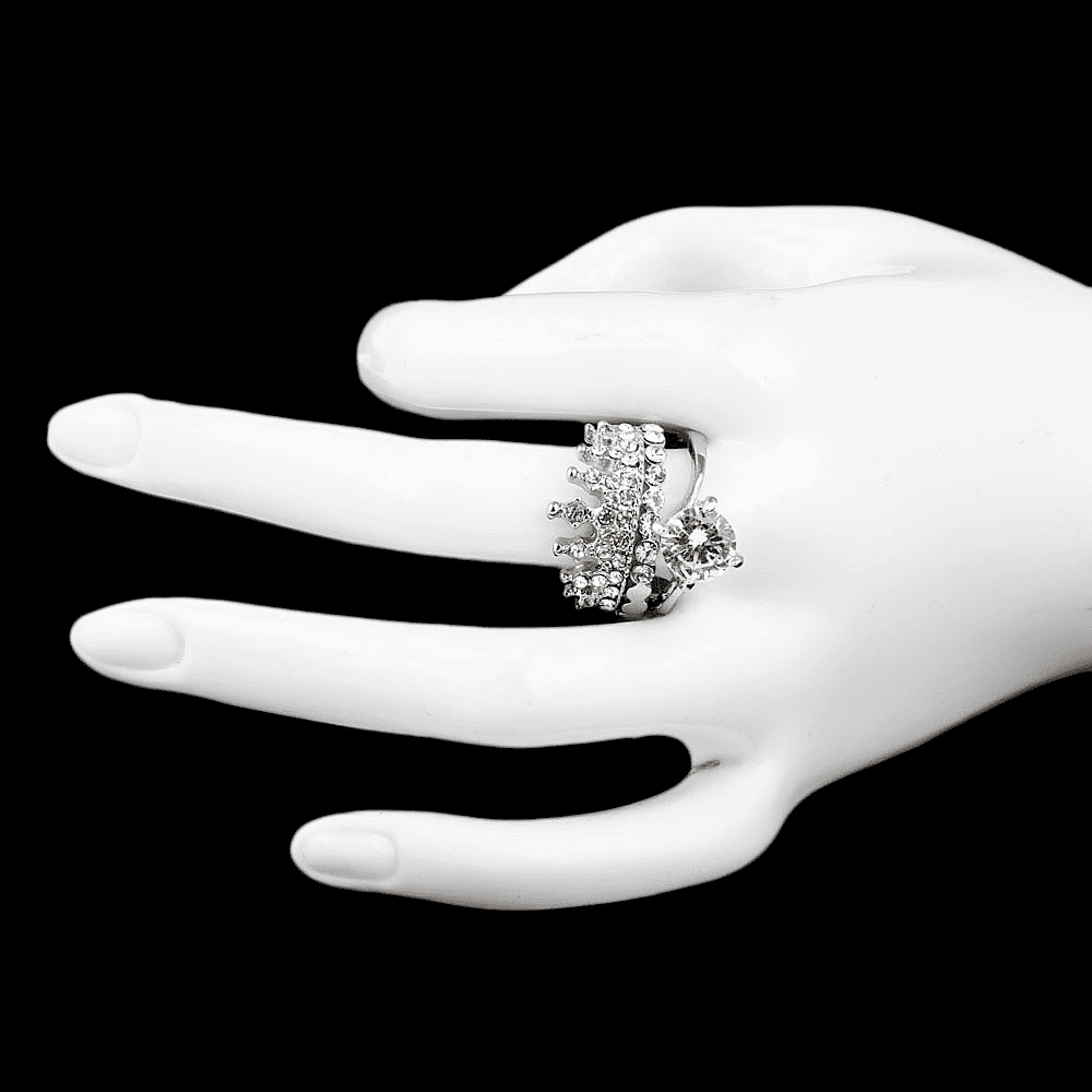 Women's Fancy Stone Ring - Silver - White - test-store-for-chase-value