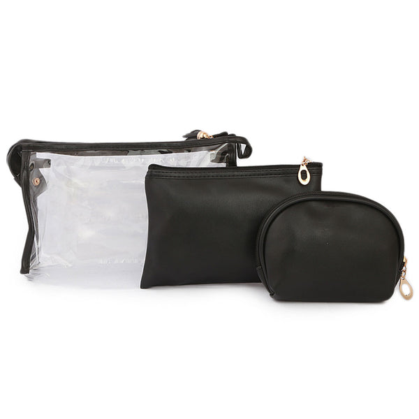 Women's Makeup Pouch 3 Pcs - Black, Makeup Tools and Accessories, Chase Value, Chase Value