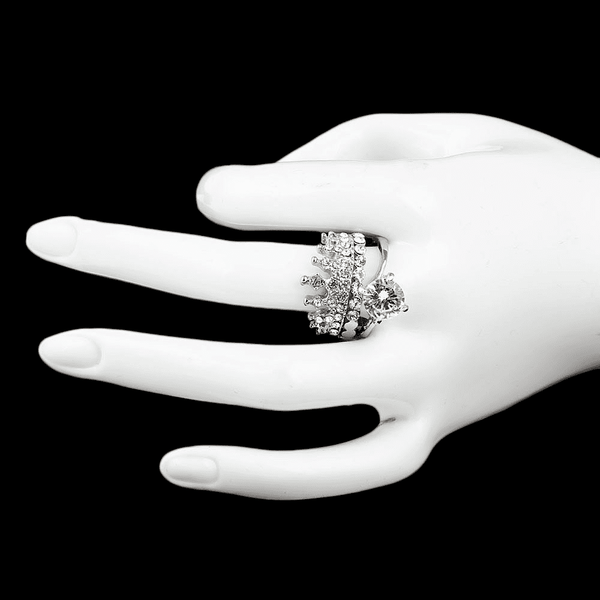 Women's Fancy Stone Ring - Golden - White - test-store-for-chase-value