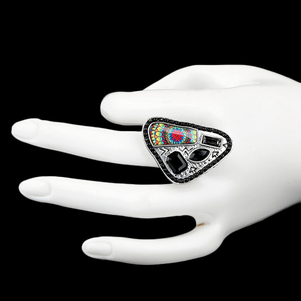 Women's Fancy Stone Ring - Black - test-store-for-chase-value
