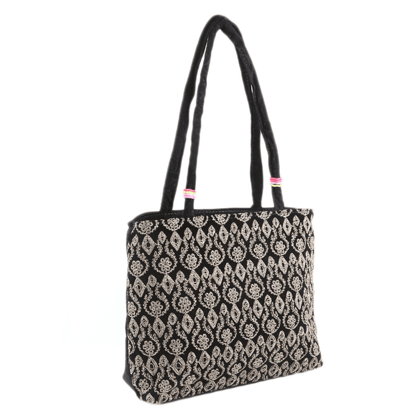 Women's Embroidery Handbag - Black - test-store-for-chase-value