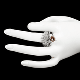 Women's Fancy Stone Ring - Silver - Peach - test-store-for-chase-value