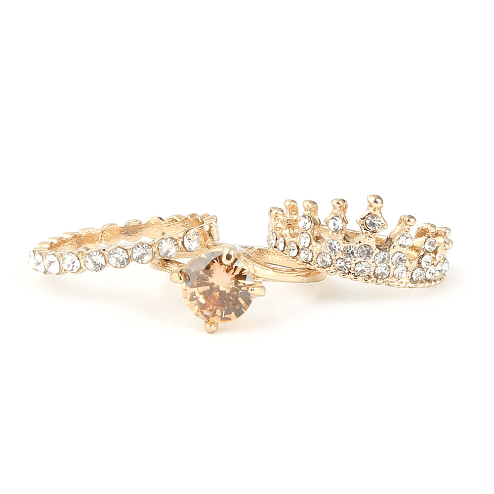 Women's Fancy Stone Ring - Golden - Peach - test-store-for-chase-value