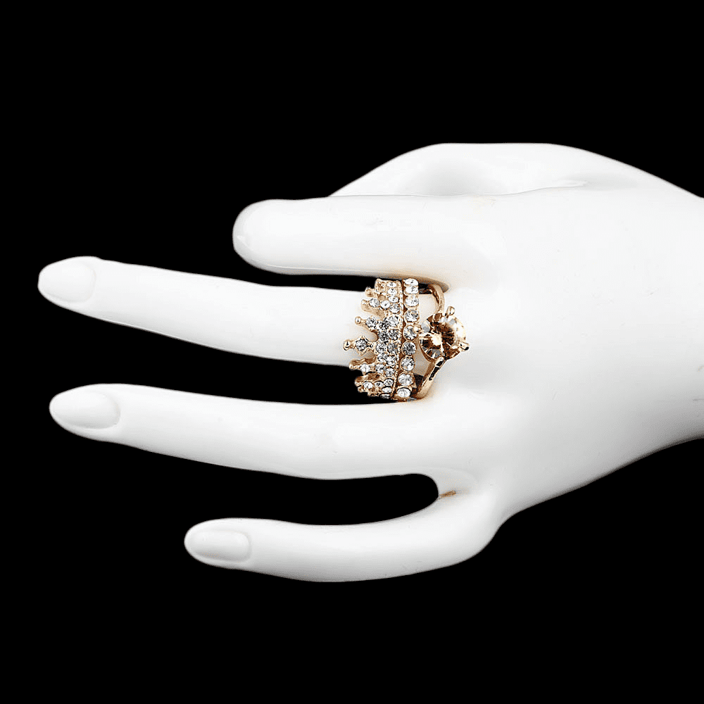 Women's Fancy Stone Ring - Golden - Peach - test-store-for-chase-value