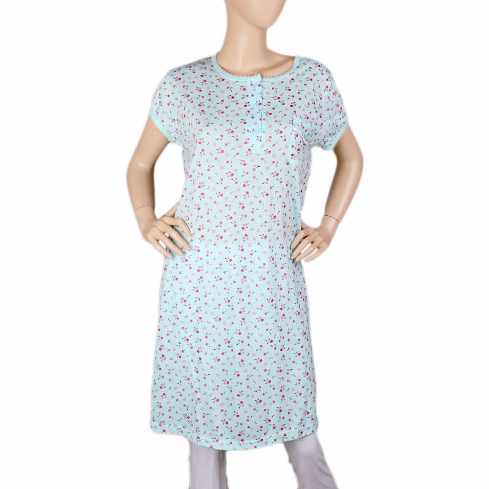 Women's Long Nighty - Cyan, Women, Night Suit, Chase Value, Chase Value