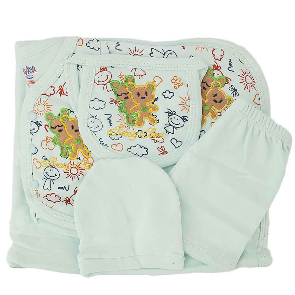 Newborn Baby Gift Suits (5 Pcs) - Cyan, Newborn Baby Accessories, Chase Value, Chase Value
