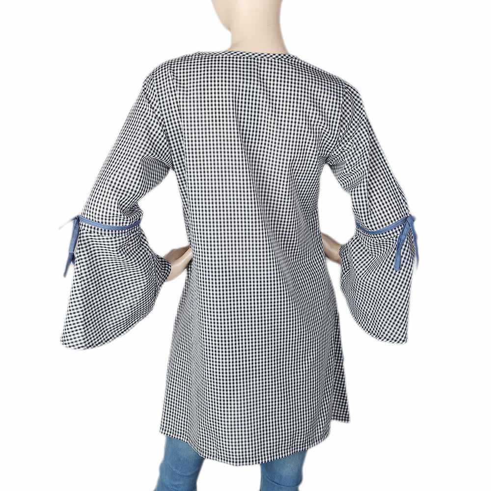 Women's Embroidered Check Top - Black & White, Women, T-Shirts And Tops, Chase Value, Chase Value