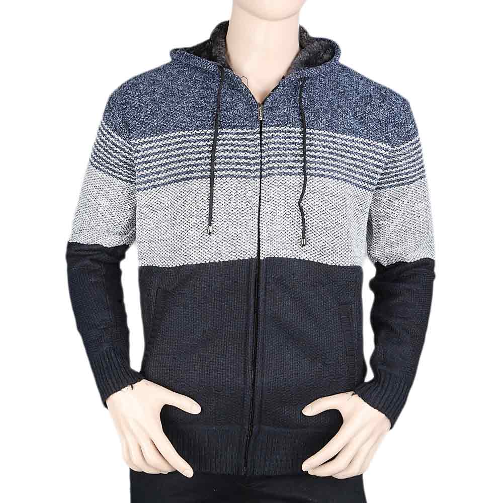 Men's Full Sleeves Hooded Zipper Upper - Steel Blue, Men, Jackets and Hoodies, Chase Value, Chase Value
