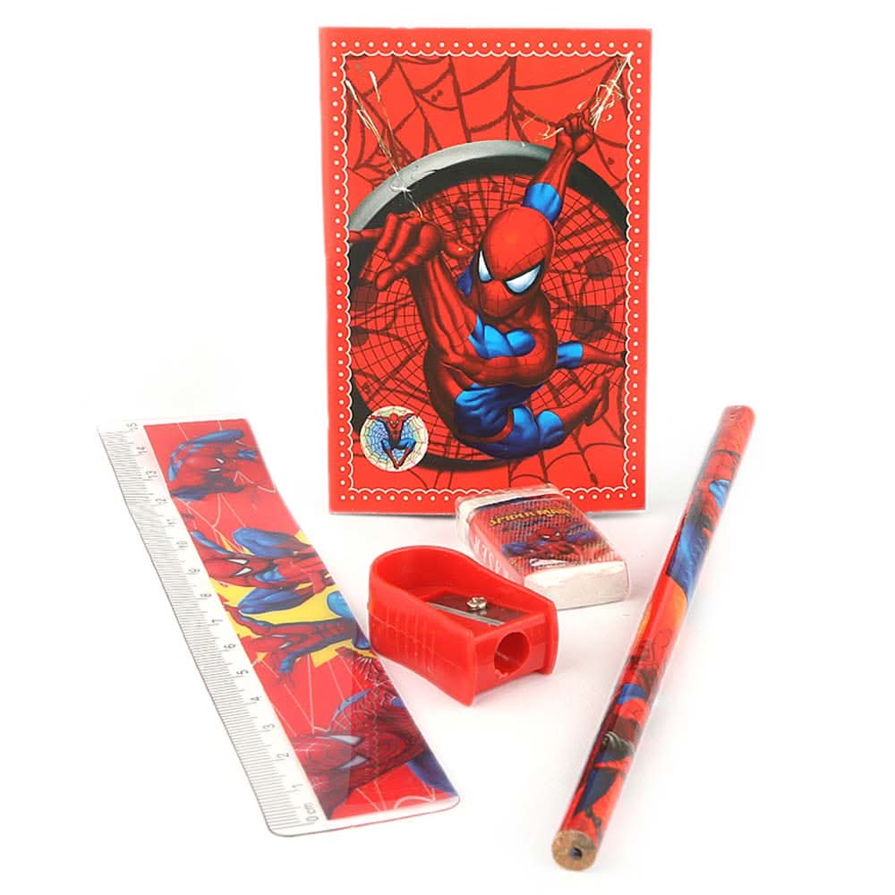 Spider Man Stationery Set 5 Pcs - Red, Kids, Pencil Boxes And Stationery Sets, Chase Value, Chase Value