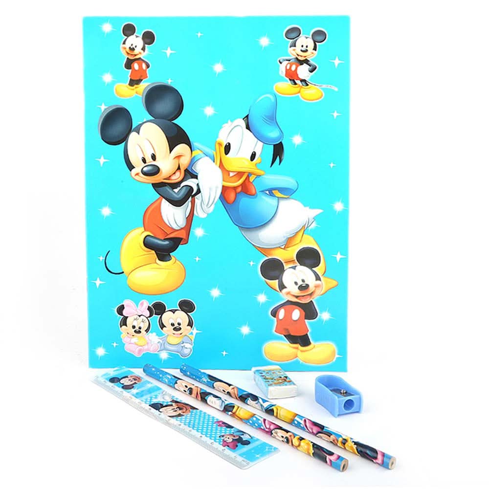 Mickey Mouse Stationery Set 5 Pcs - Blue, Kids, Pencil Boxes And Stationery Sets, Chase Value, Chase Value