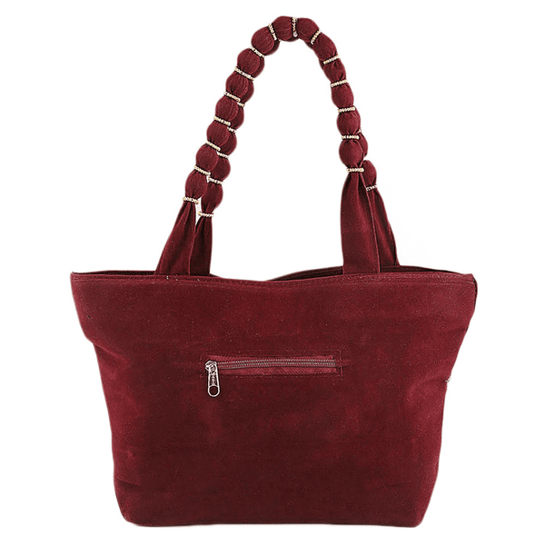 Women's Embroidery Handbag - Maroon - test-store-for-chase-value