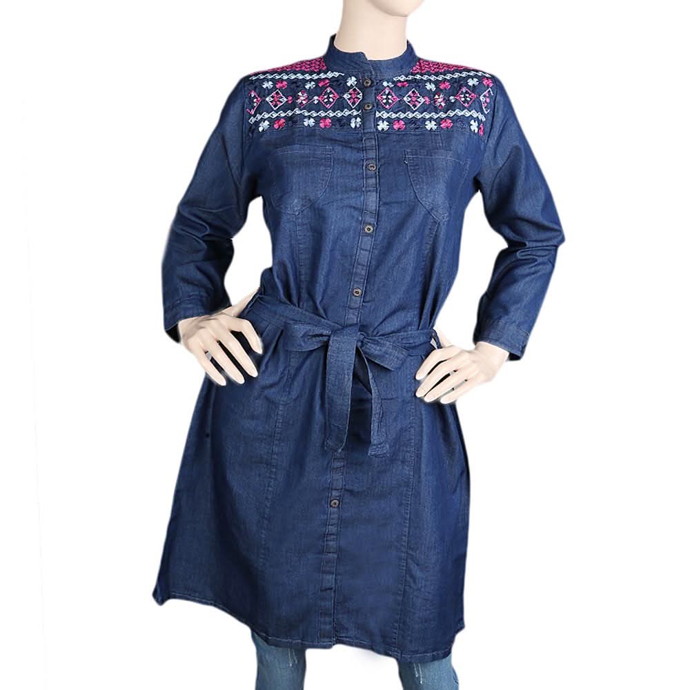 Women's Denim Kurti - Blue, Women, Ready Kurtis, Chase Value, Chase Value