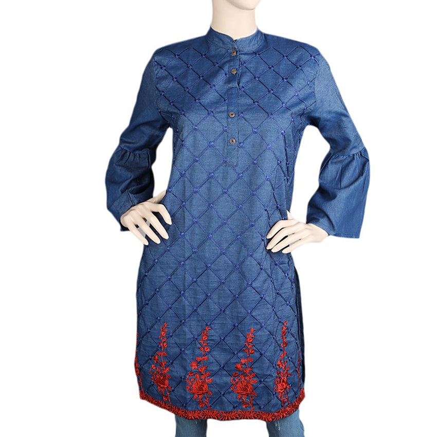 Women's Denim Kurti - Blue, Women, Ready Kurtis, Chase Value, Chase Value