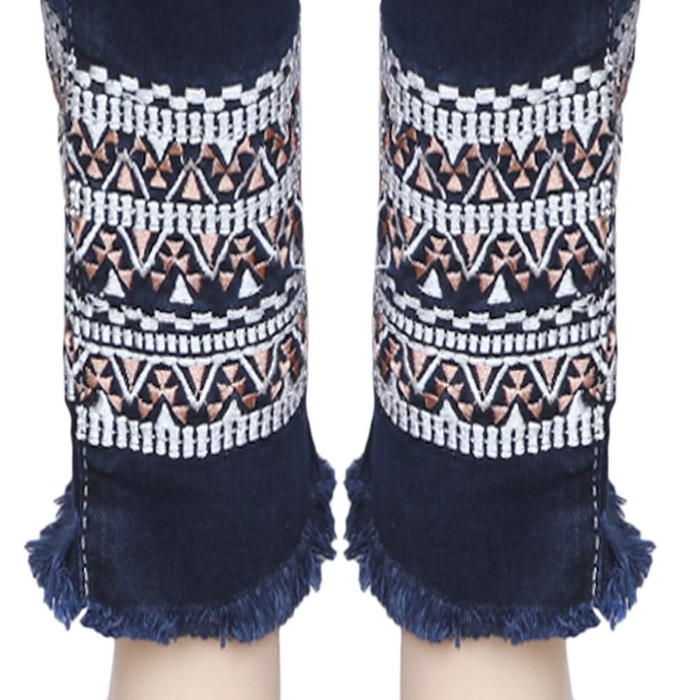 Women's Embroidery Denim Pant - Dark Blue, Women, Pants & Tights, Chase Value, Chase Value