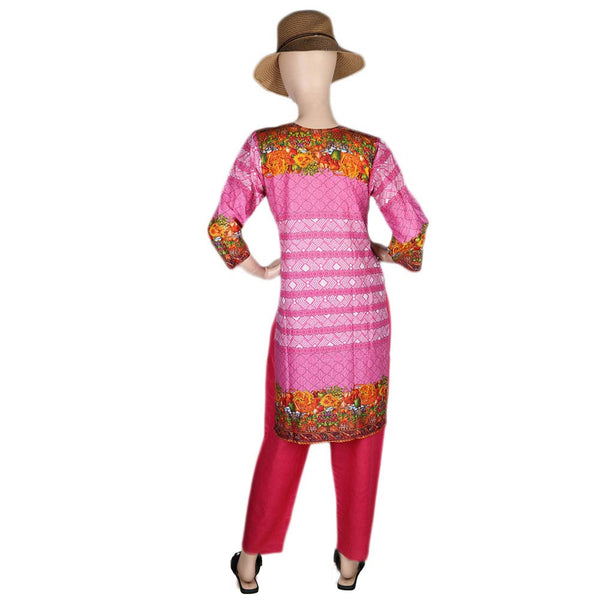 Women's Printed Lawn 2 Pcs Stitched Suit - Pink, Women, Shalwar Suits, Chase Value, Chase Value