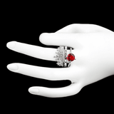 Women's Fancy Stone Ring - Silver - Red - test-store-for-chase-value