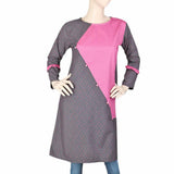 Women's Cotton Kurti - Dark Grey & Pink, Women, Ready Kurtis, Chase Value, Chase Value
