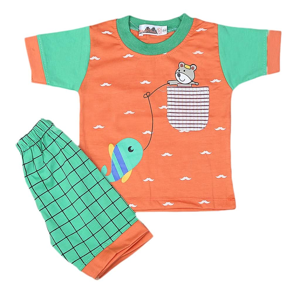Boys Half Sleeves Suit 4549 - Peach-A, Kids, Boys Sets And Suits, Chase Value, Chase Value