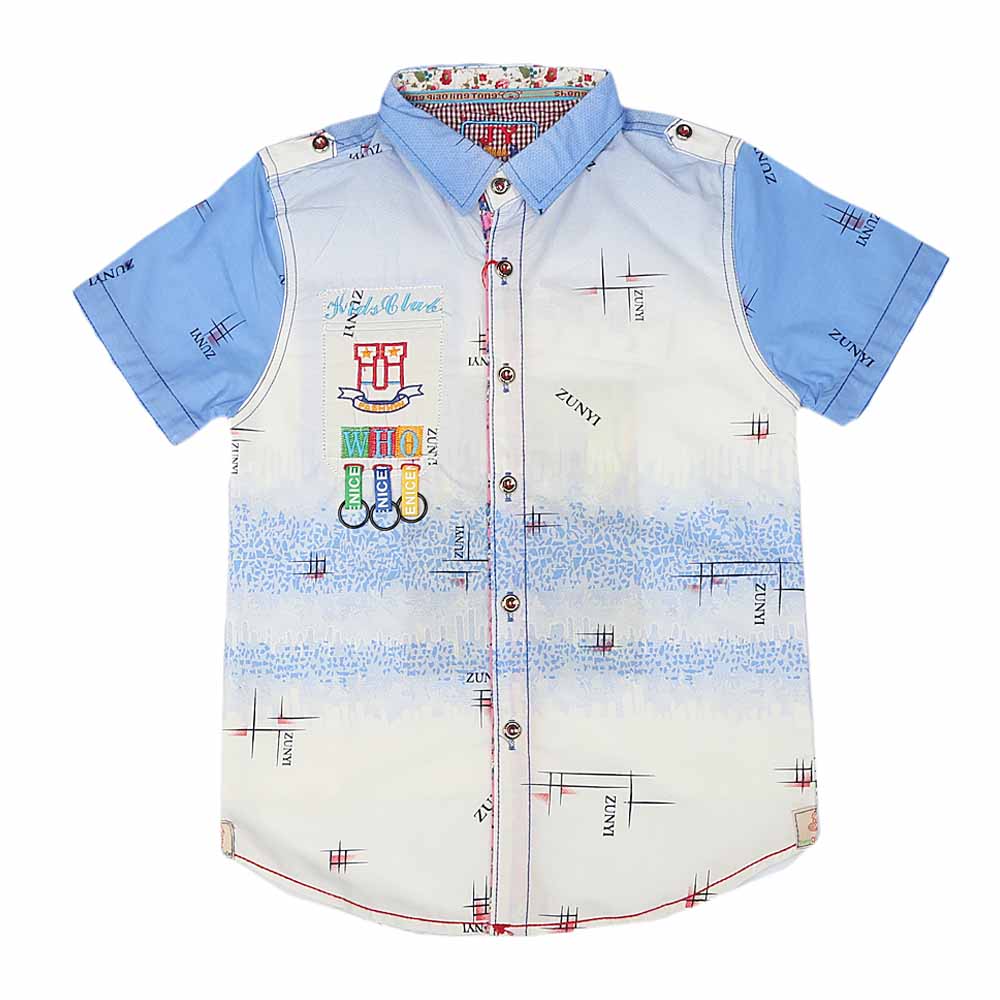 Boys Half Sleeves Printed Shirt - Blue, Kids, Boys Shirts, Chase Value, Chase Value