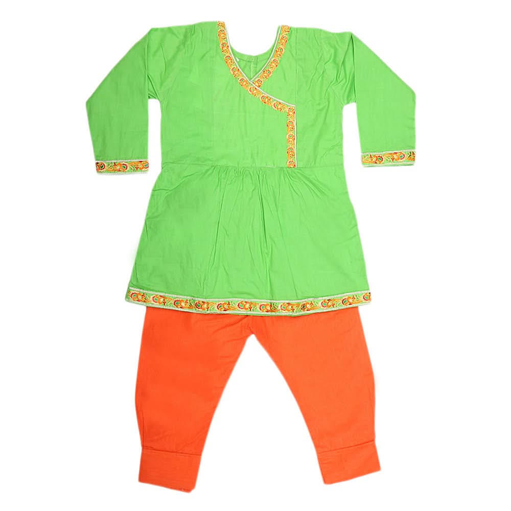 Girls Embroidered 2 Piece Suit - Green, Kids, Girls Sets And Suits, Chase Value, Chase Value