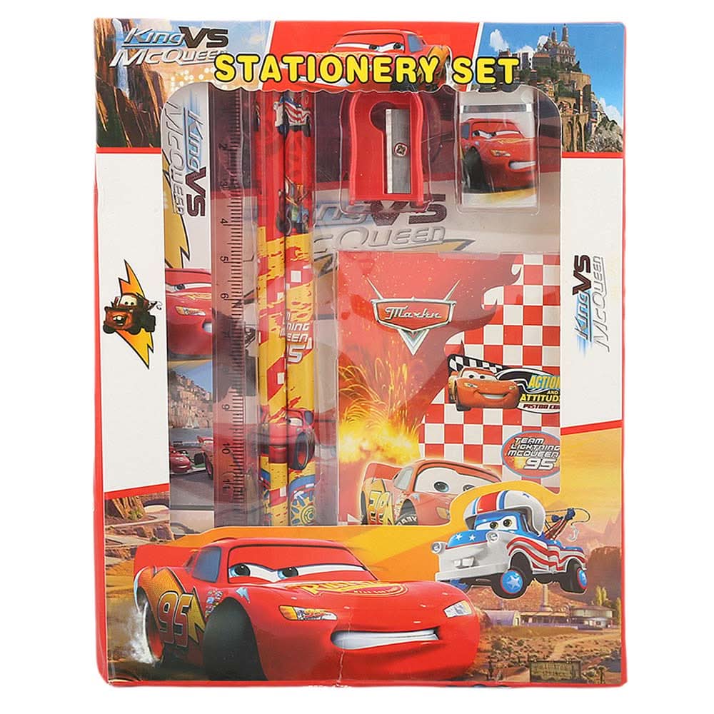King vs Mc Queen Stationery Set 5 Pcs - Red, Kids, Pencil Boxes And Stationery Sets, Chase Value, Chase Value