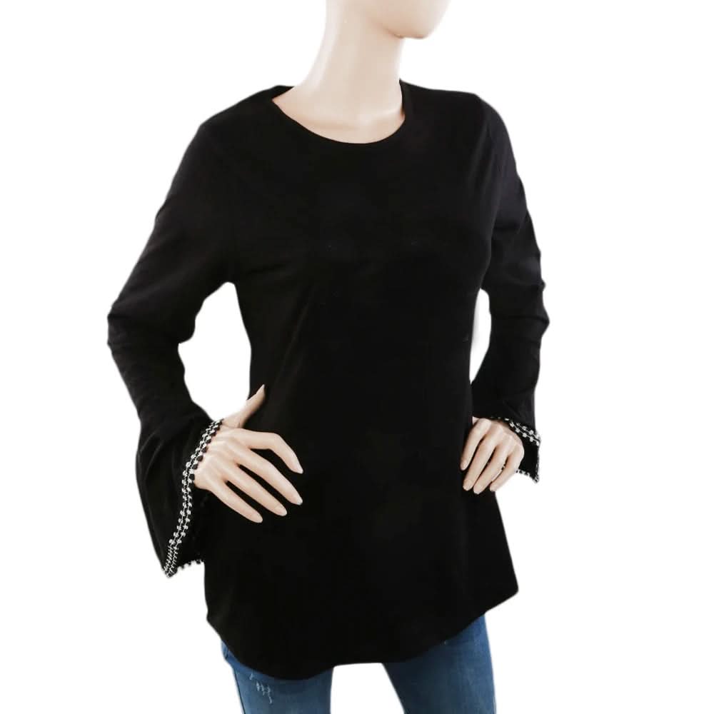 Women's Wide-Sleeve Stone T-Shirt - Black, Women, T-Shirts And Tops, Chase Value, Chase Value