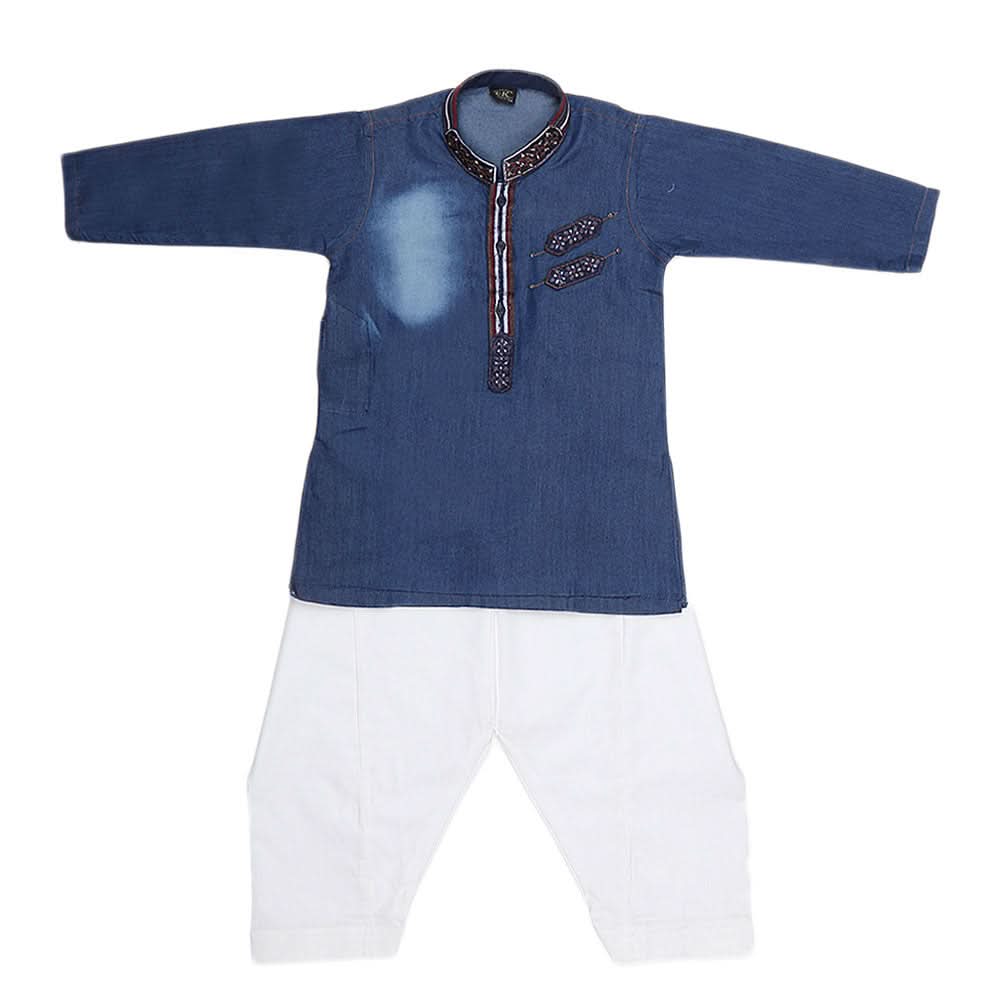 Boys Denim Kurta Shalwar - Blue, Kids, Boys Shalwar Kameez, Chase Value, Chase Value