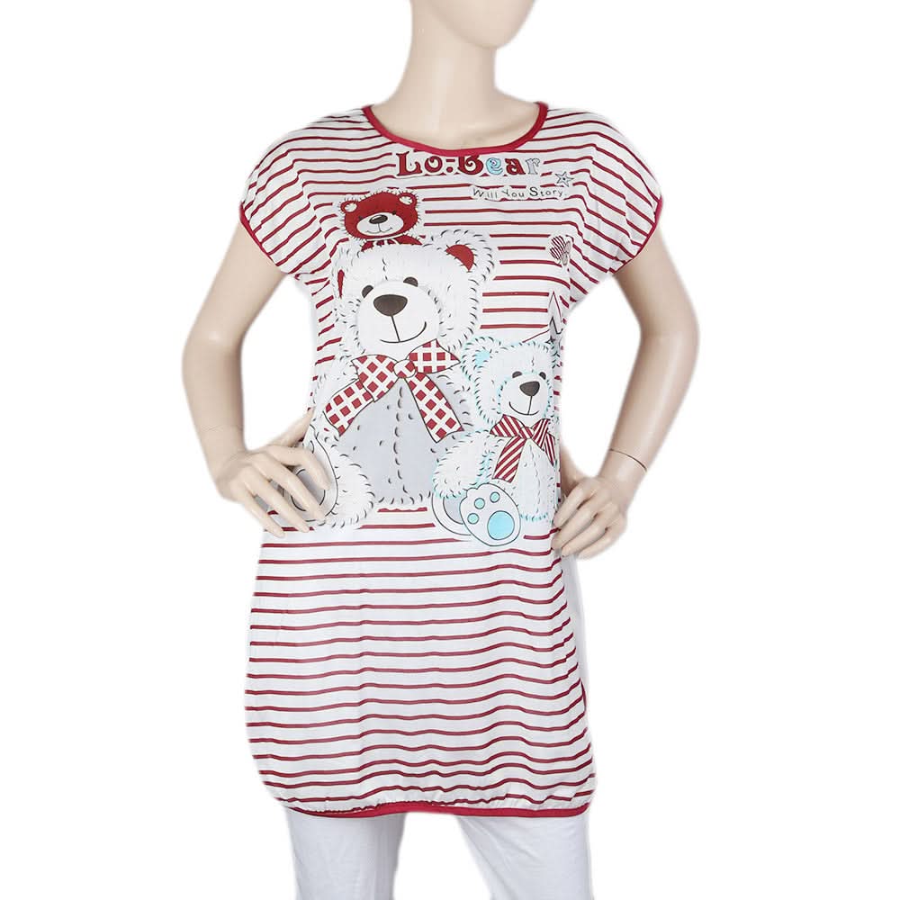 Women's Night T Shirt - Maroon, Women, Night Suit, Chase Value, Chase Value