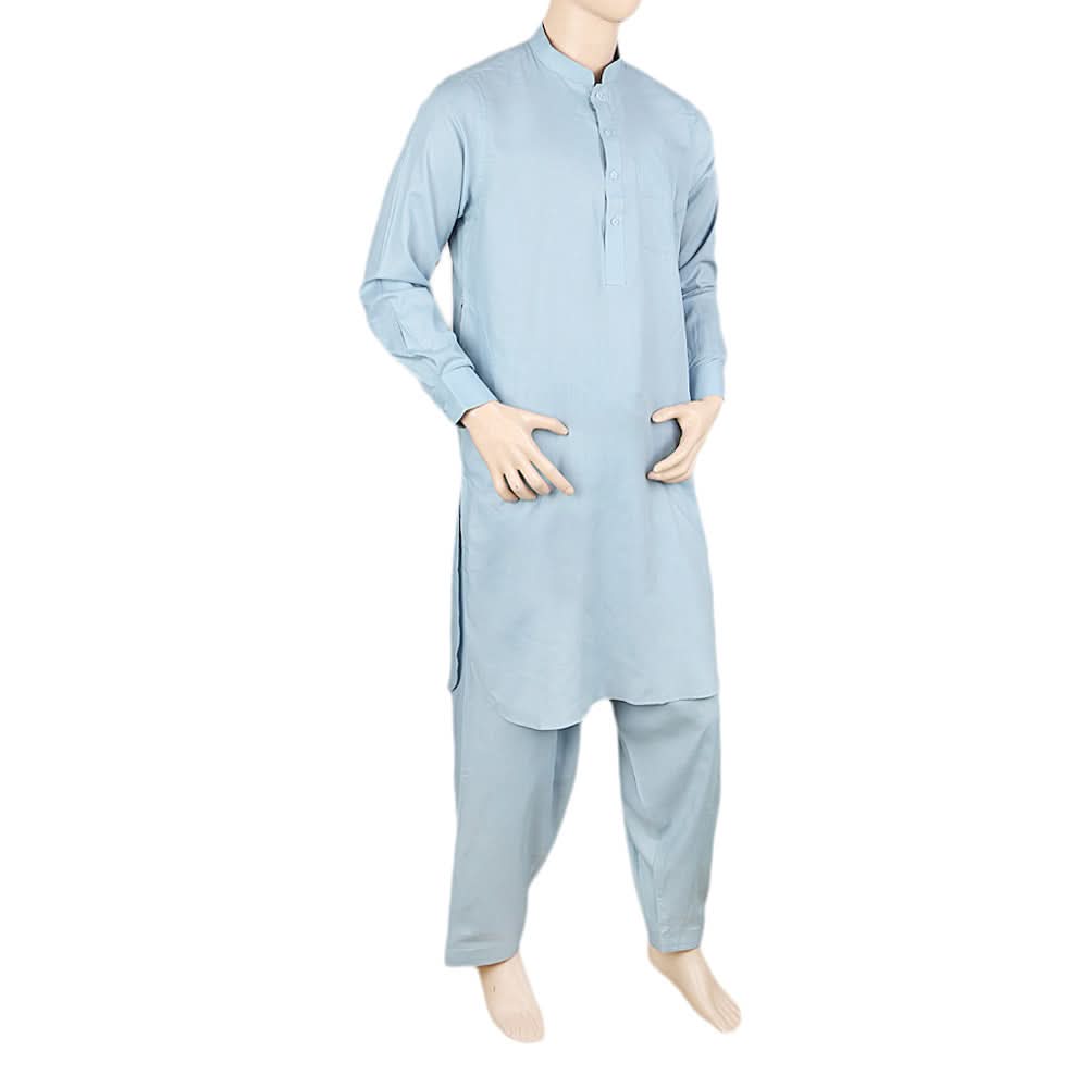 Men's Shalwar Kameez Band Collar -Plain- Light Grey, Men's Fashion, Chase Value, Chase Value