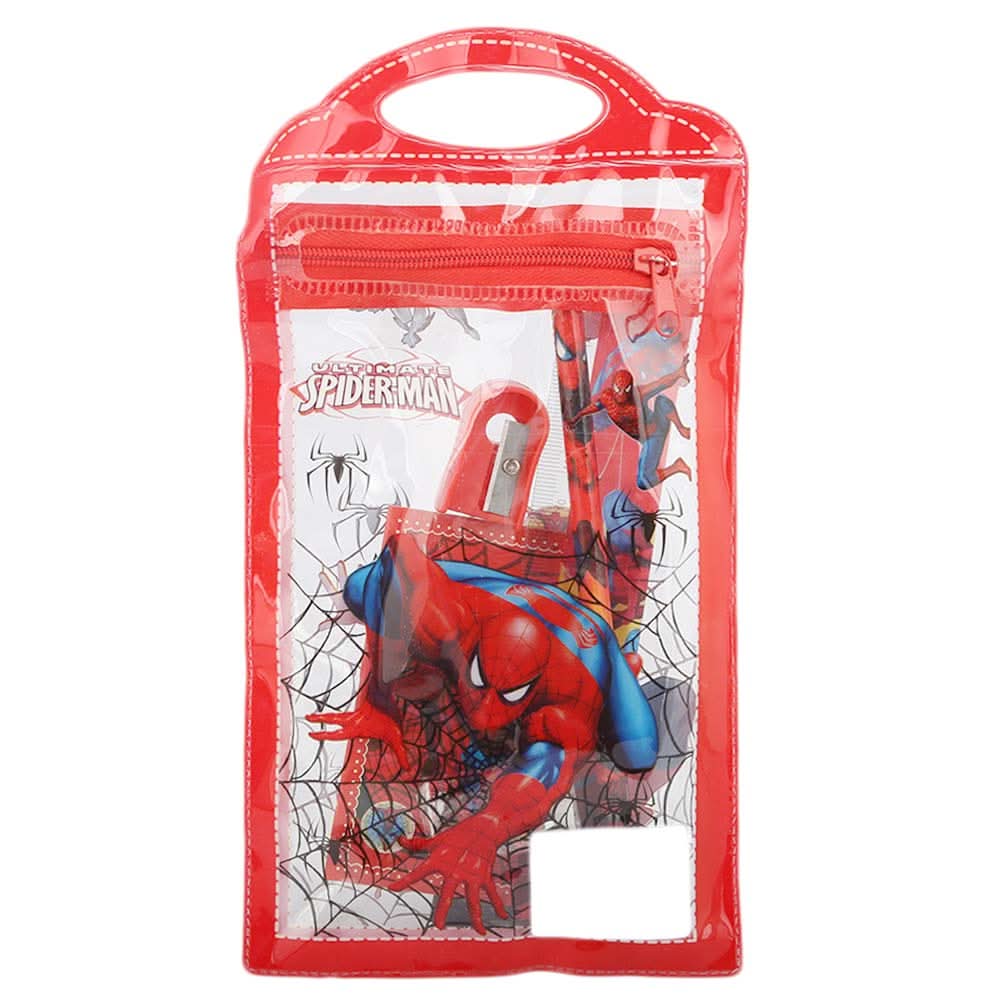 Spider Man Stationery Set 5 Pcs - Red, Kids, Pencil Boxes And Stationery Sets, Chase Value, Chase Value