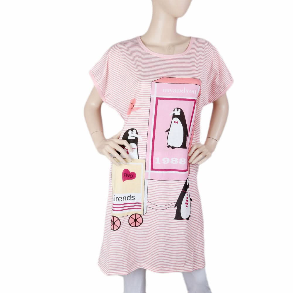 Women's Night Long T Shirt - T Pink, Women, Night Suit, Chase Value, Chase Value