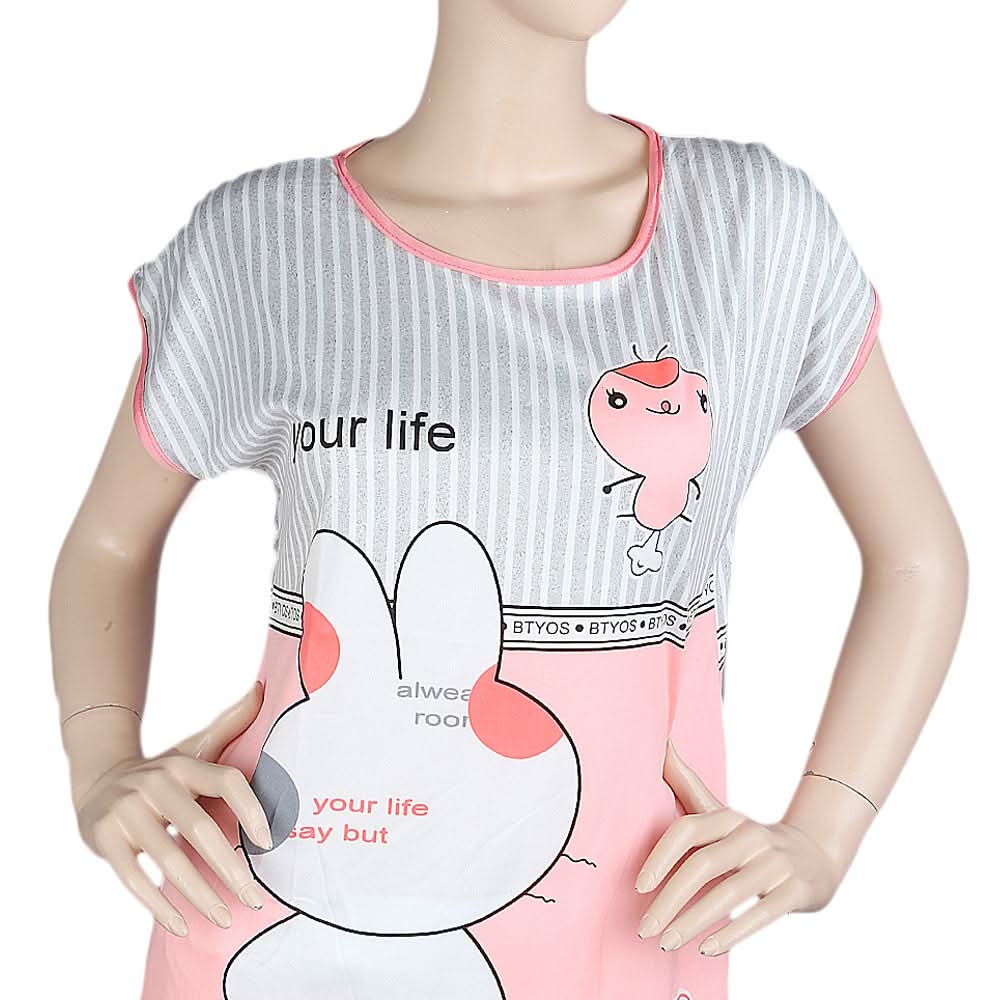 Women's Night Top - Grey Pink, Women, T-Shirts And Tops, Chase Value, Chase Value